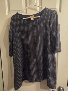 Women's Navy Blue Polka Dot A-Line Top